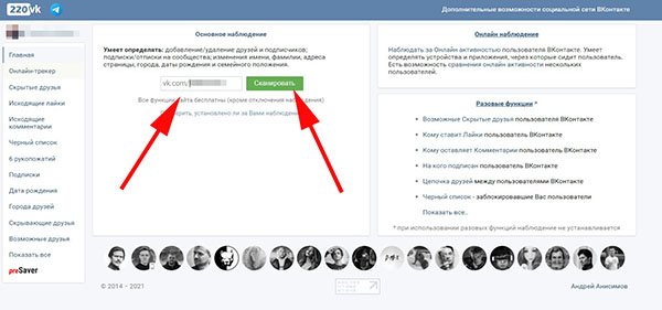 Анализ через 220vk.com