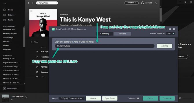 Добавить музыку в Spotify Converter