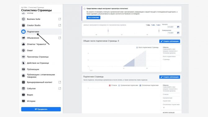 Где найти данные по подписчикам в Фейсбуке