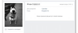 Как видит страницу ВК пользователь в Черном списке