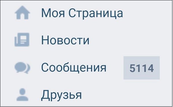Количество личных сообщений ВК