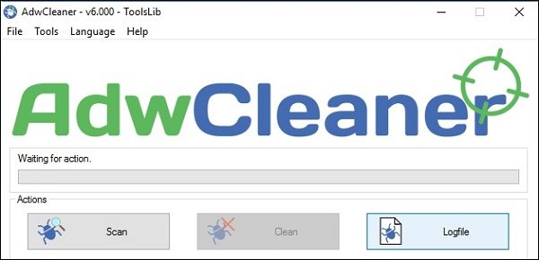 Окно AdwCleaner