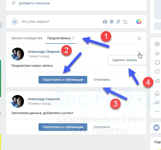 Основные действия с предлагаемыми новостями