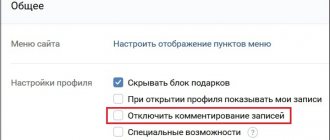 Отключить комментирование записей