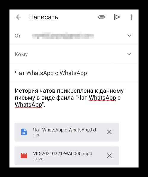 Отправка письма с копией чата