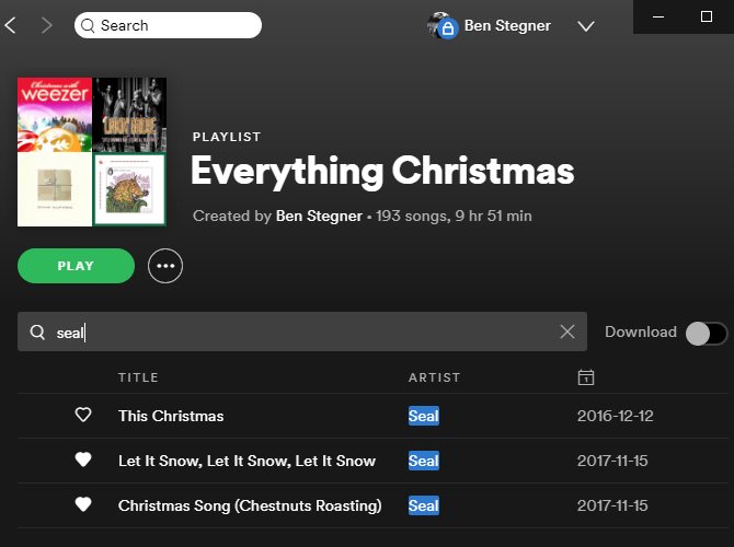 Поиск плейлиста Spotify