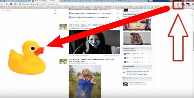 После установки расширения StopFake оно появится рядом со строкой поиска в виде кнопочки с уточкой