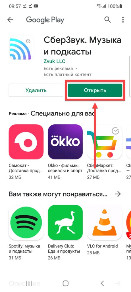 Сберзвук Андроид открыть