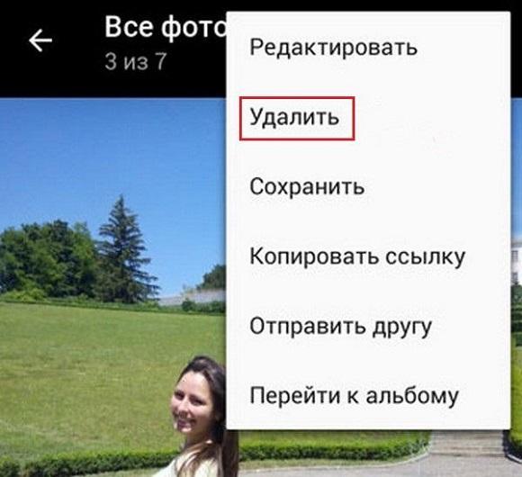 Следует выбрать «Удалить»