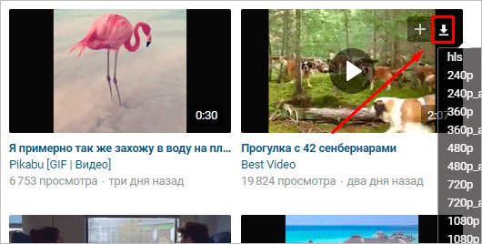 Сохранение ролика из видеокаталога