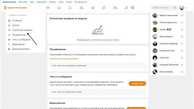 Статистика профиля в Одноклассниках