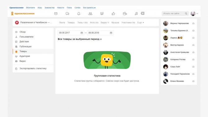 Статистика товаров в OK