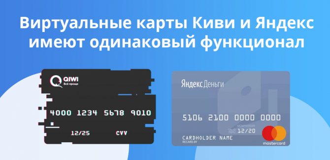 Виртуальные карты Киви и Яндекс имеют одинаковый функционал