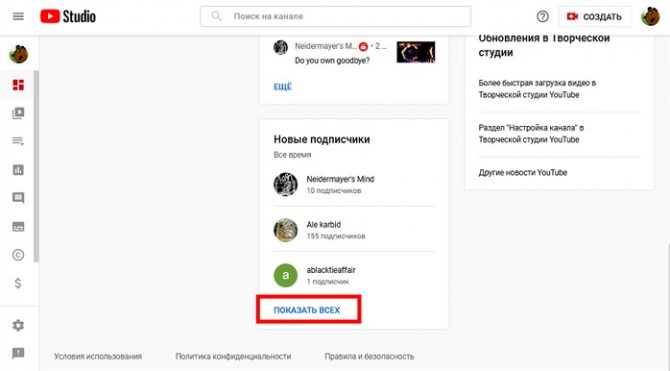 все подписчики канала