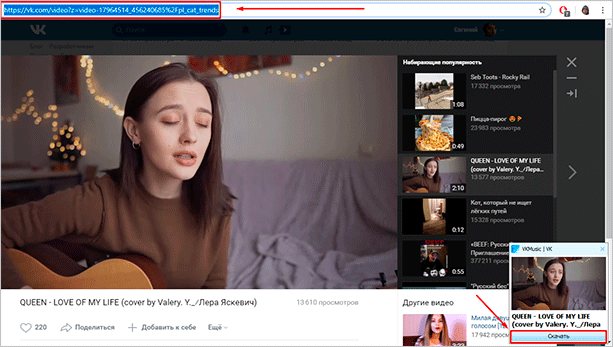 Всплывающее окно VKMusic
