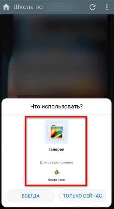 выбор изображения в галерее